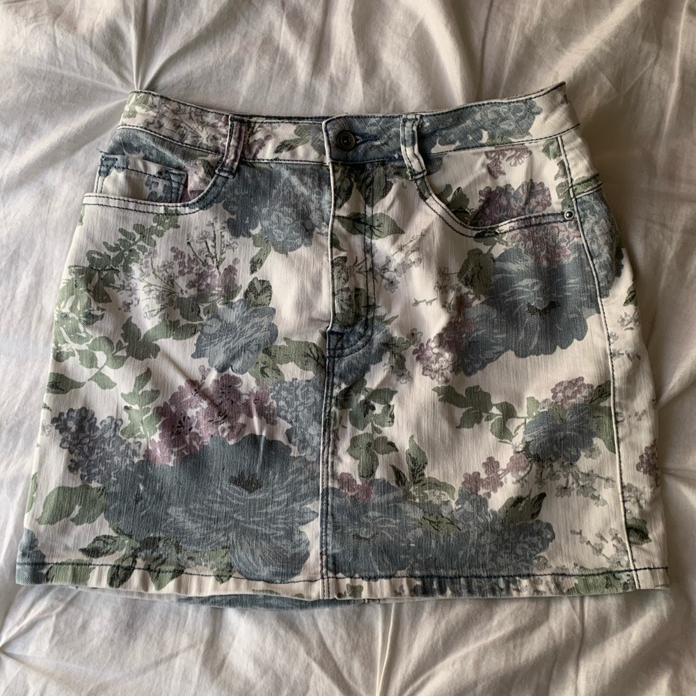 Floral jean skirt